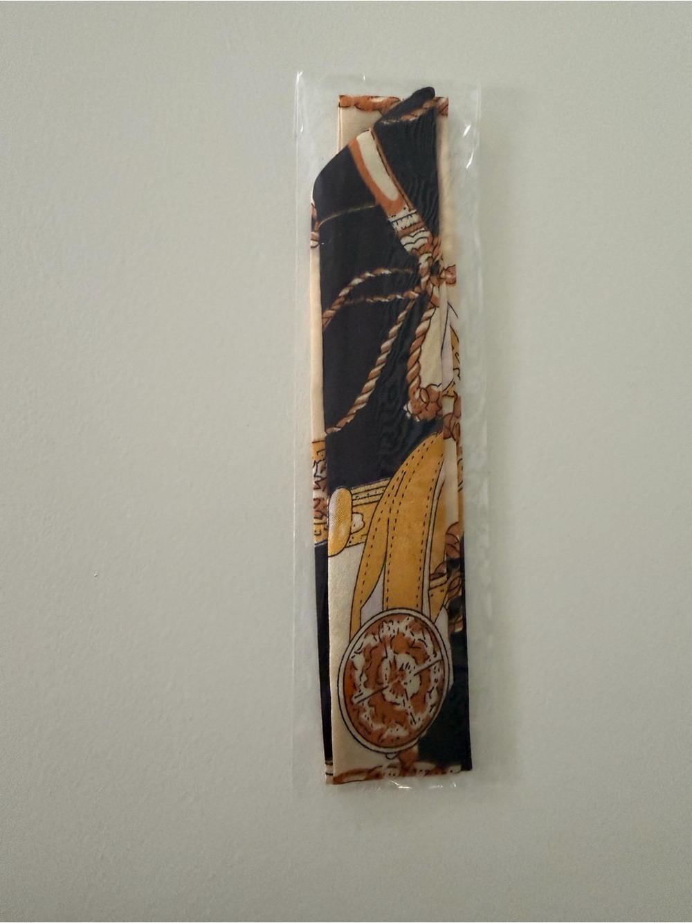 Twilly Silk Scarf Black and Gold